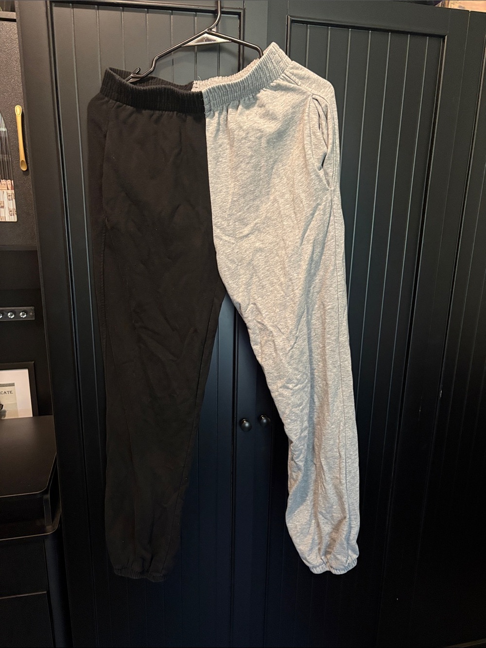Two-Tone Black and Light Gray Jogger Pants